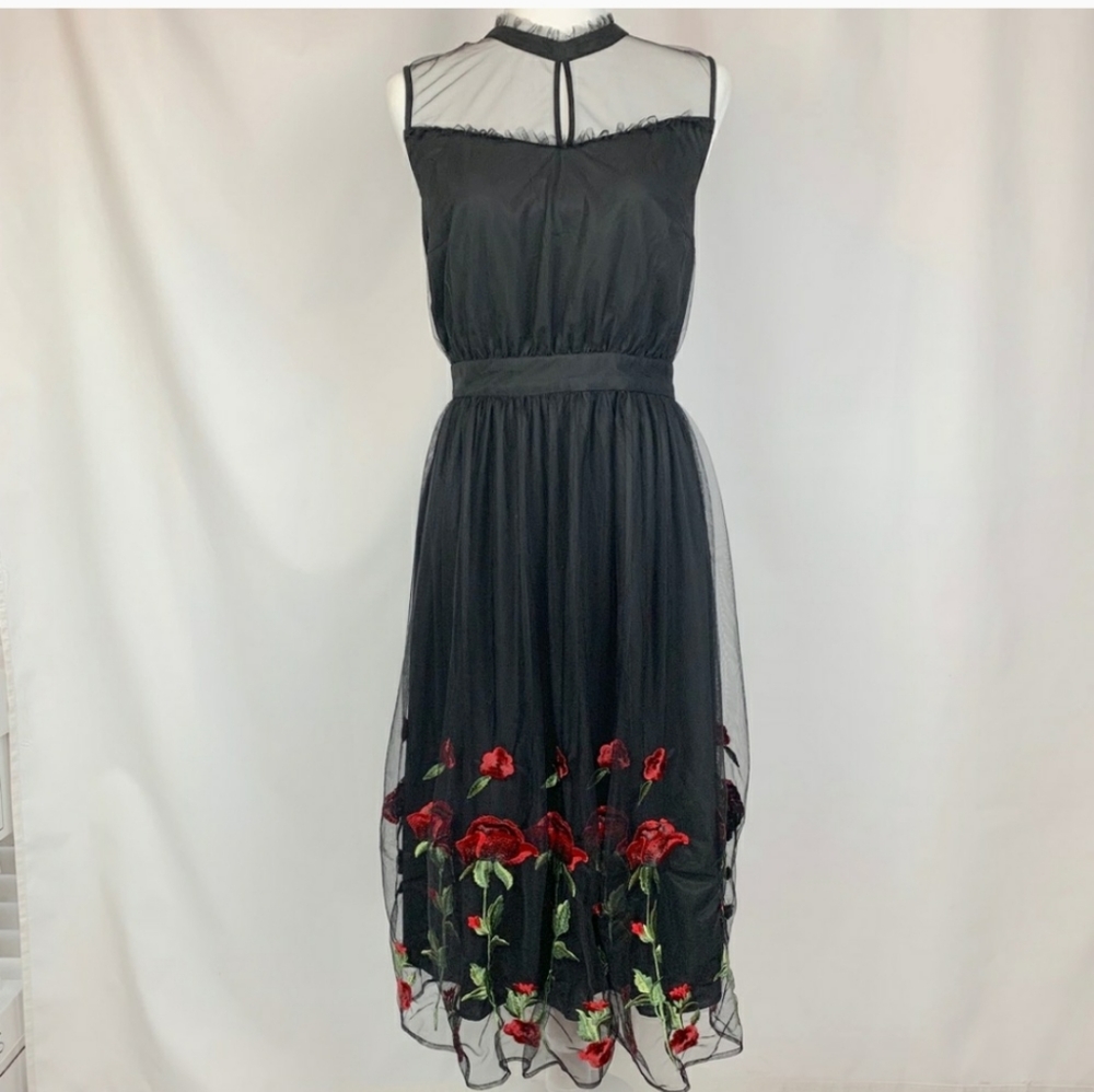 Modcloth Tulle rose embroidered dress